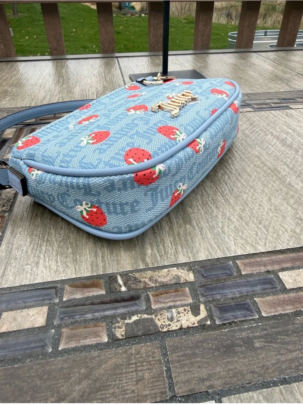 Juicy Couture NWT Light Blue Strawberry Small Bag - Picture 6 of 8